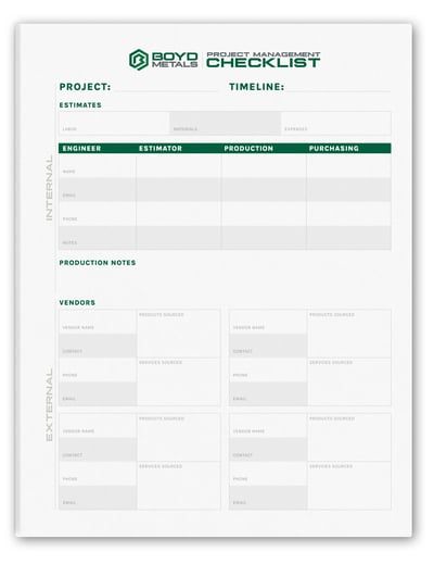 Boyd Metals Project Management Checklist cover