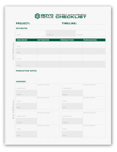 Boyd Metals Project Management Checklist cover Boyd Metals Project Management Checklist cover